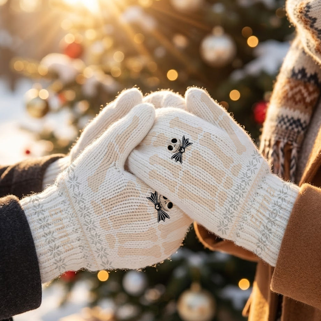 Funny Skeleton Hand - Personalized Nightmare Knitted Mittens