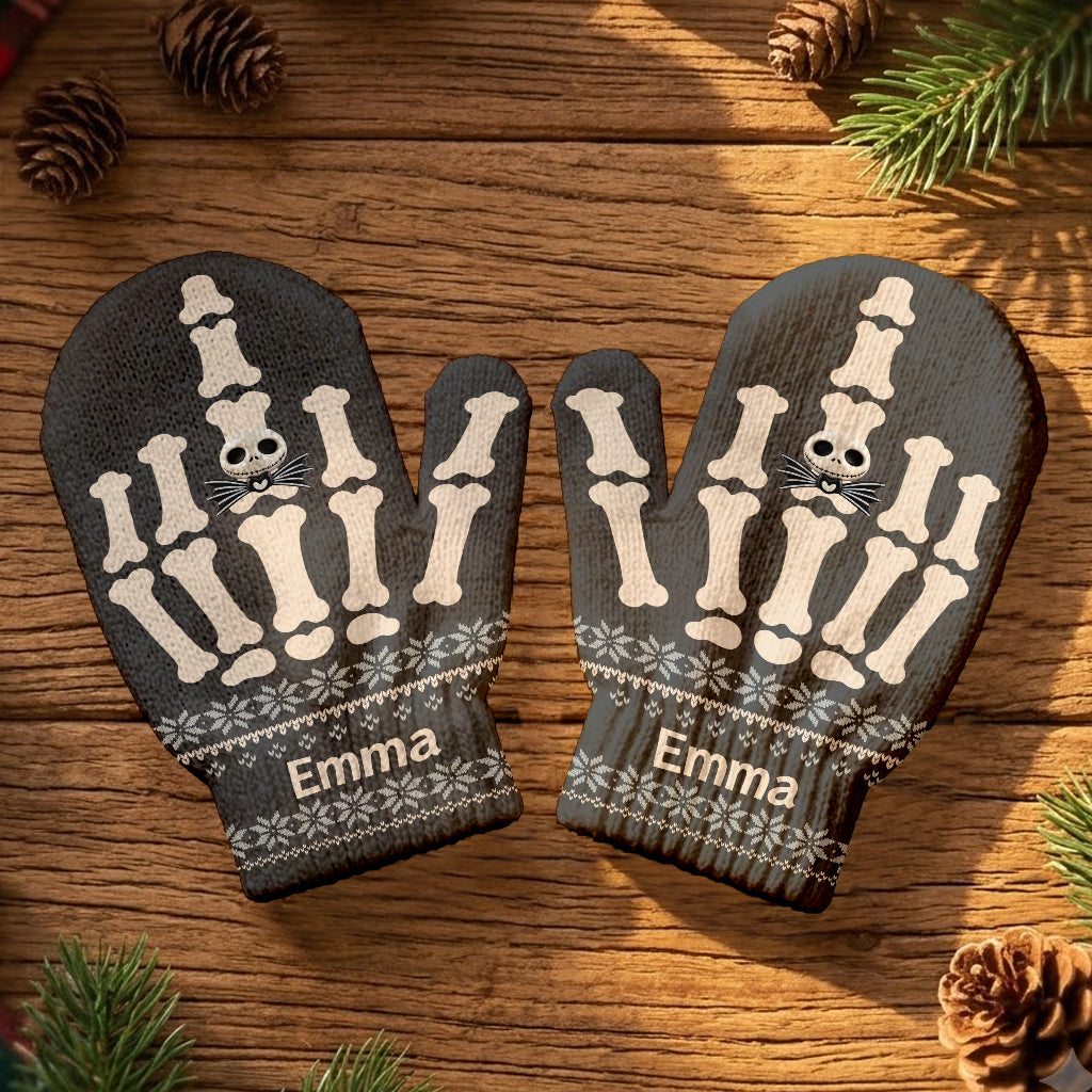 Funny Skeleton Hand - Personalized Nightmare Knitted Mittens