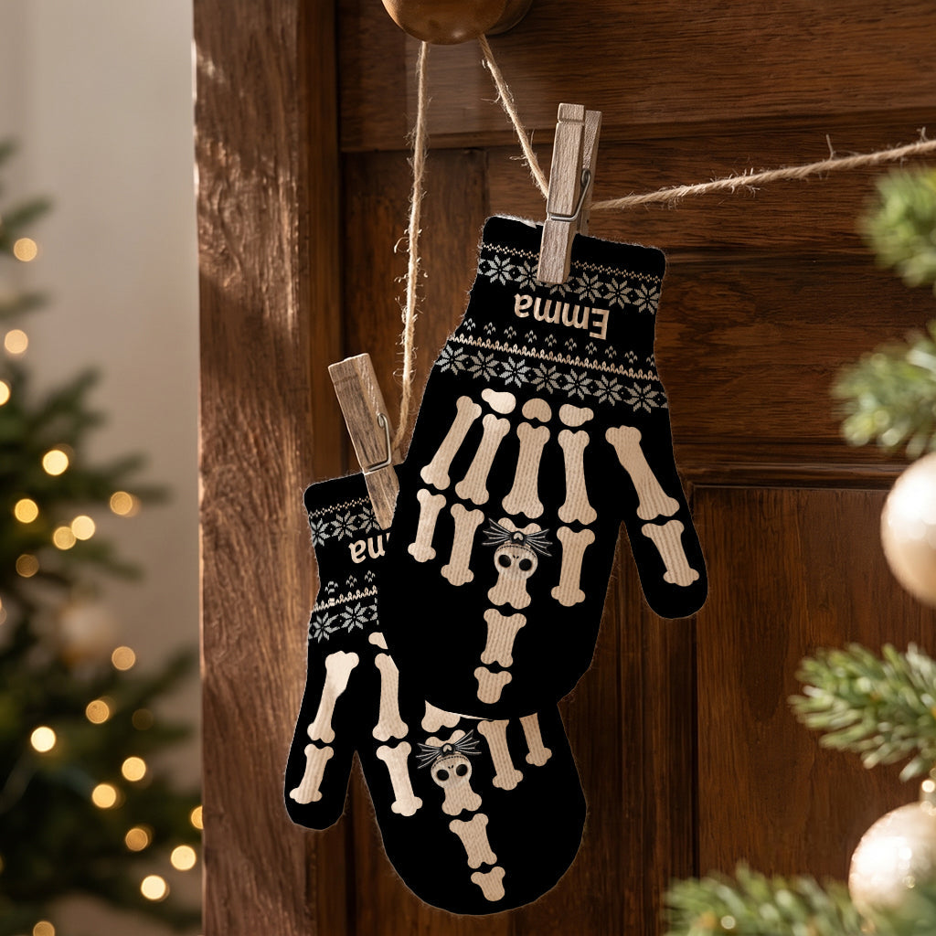 Funny Skeleton Hand - Personalized Nightmare Knitted Mittens