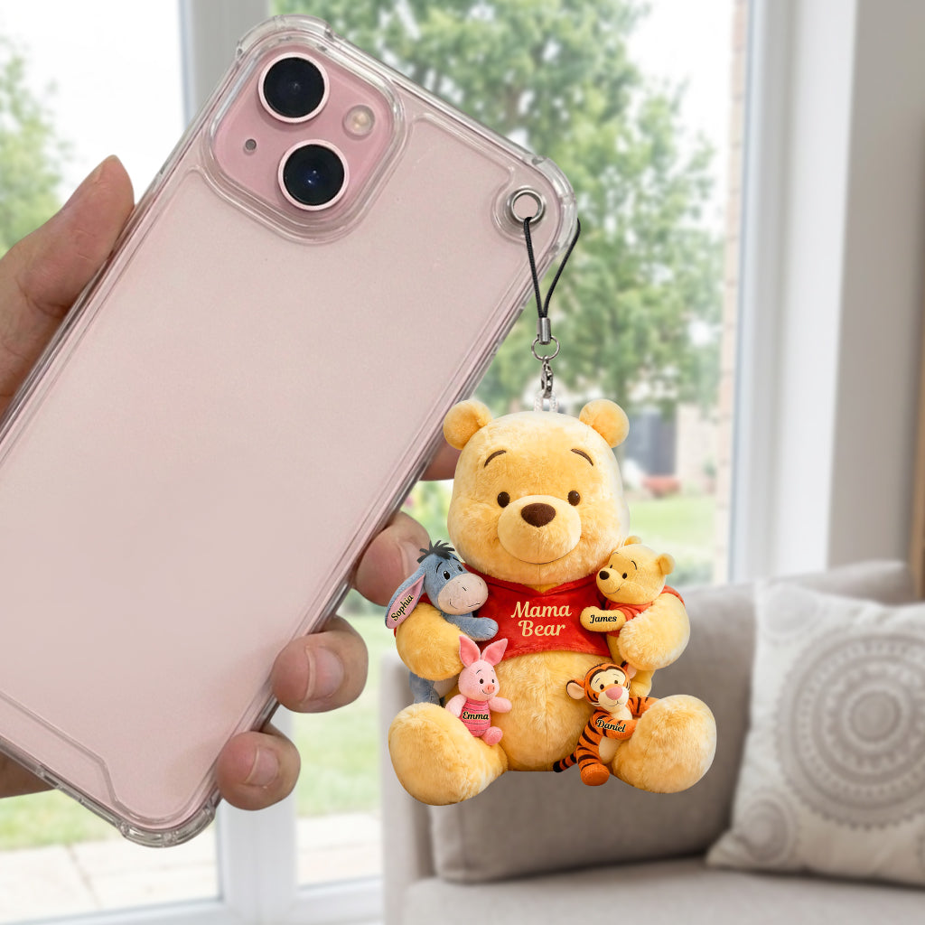 Mama Bear - Personalized Yellow Bear Plush Keychain