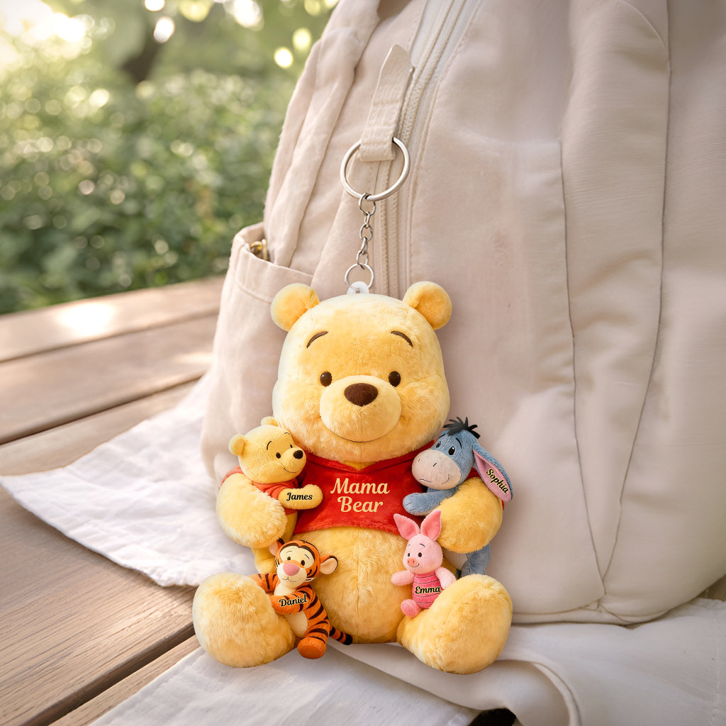 Mama Bear - Personalized Yellow Bear Plush Keychain