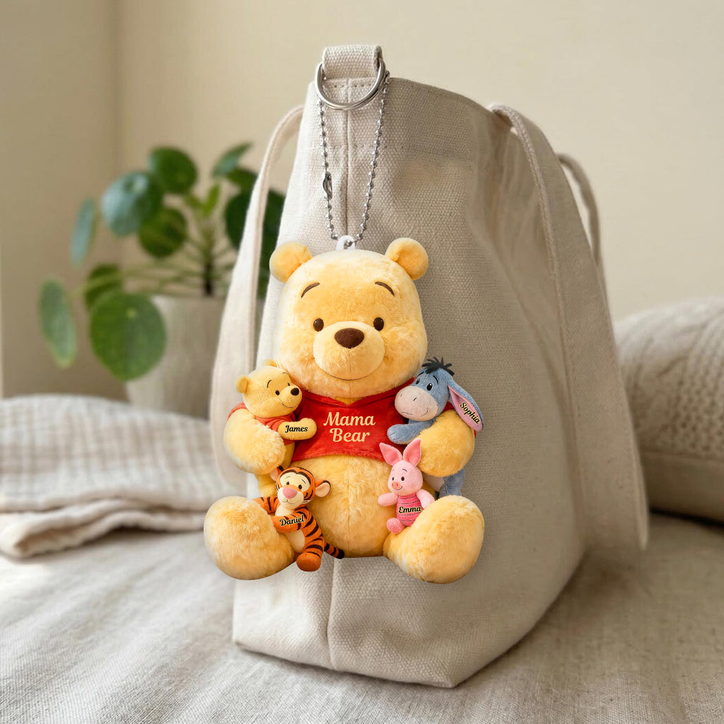 Mama Bear - Personalized Yellow Bear Plush Keychain