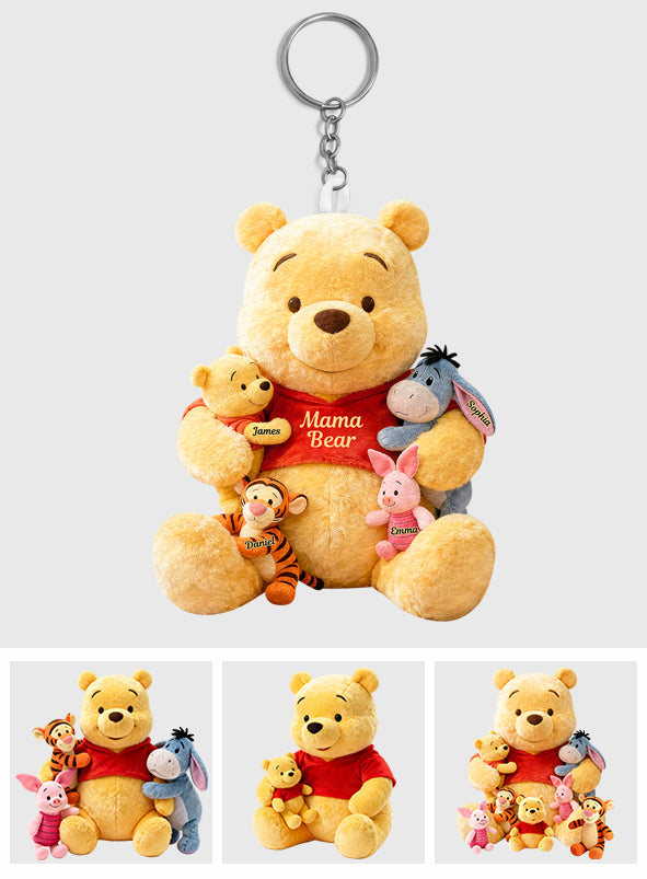 Mama Bear - Personalized Yellow Bear Plush Keychain