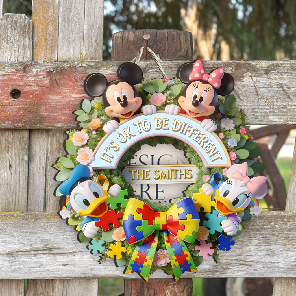 It's Ok To Be Different - Personalized Autism Awareness Custom Shaped Wood Sign