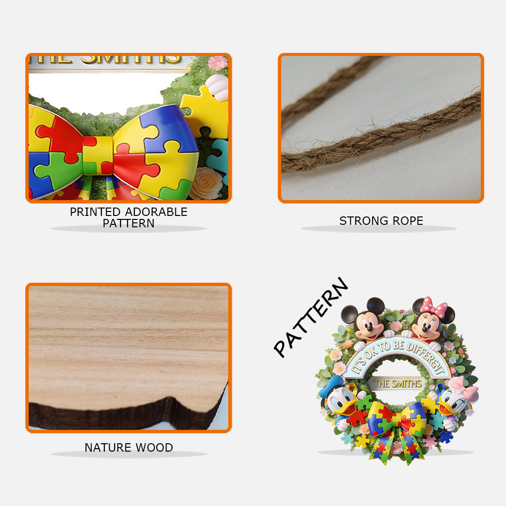 It's Ok To Be Different - Personalized Autism Awareness Custom Shaped Wood Sign