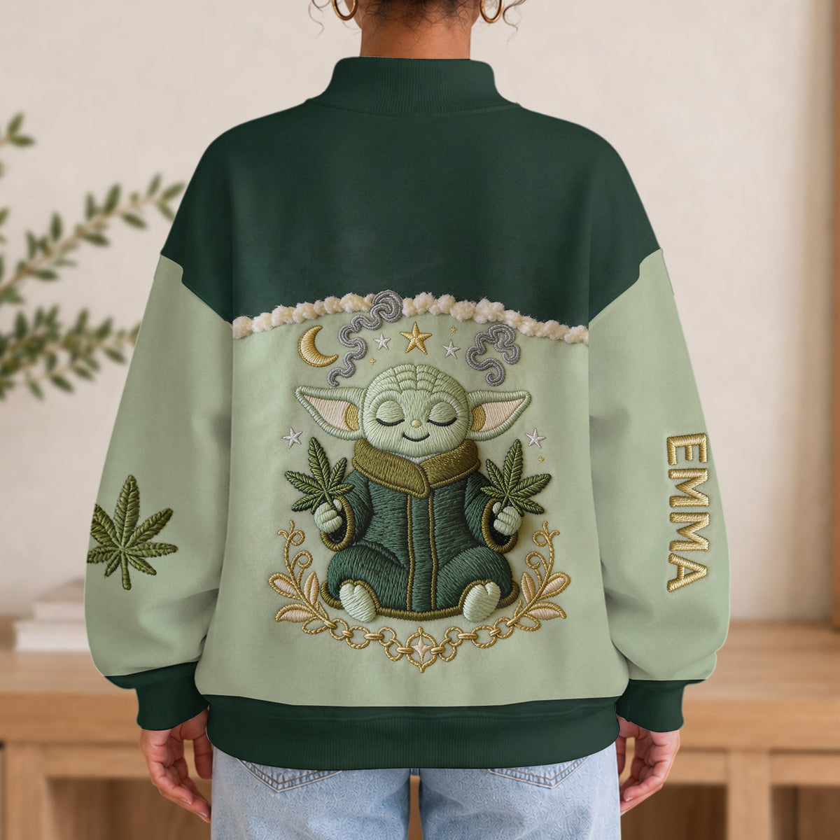 Strong With Herb - Personalized The Force Mock Neck Sweatshirt