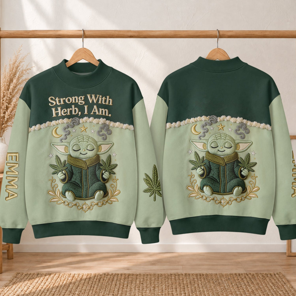 Strong With Herb - Personalized The Force Mock Neck Sweatshirt
