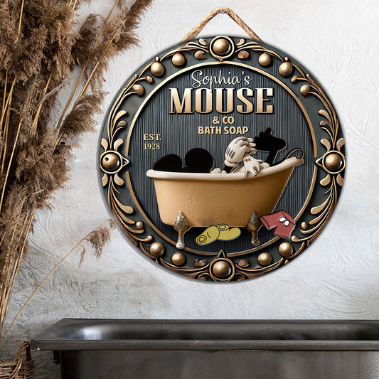 Mouse Bath Soap Company - Personalized Mouse Round Wood Sign