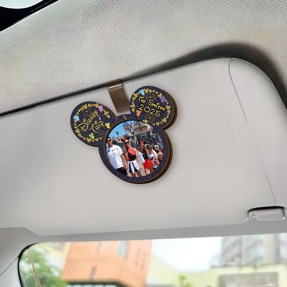Family Trip - Personalized Mouse 2 Layered Car Visor Clip
