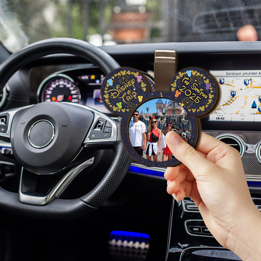 Family Trip - Personalized Mouse 2 Layered Car Visor Clip