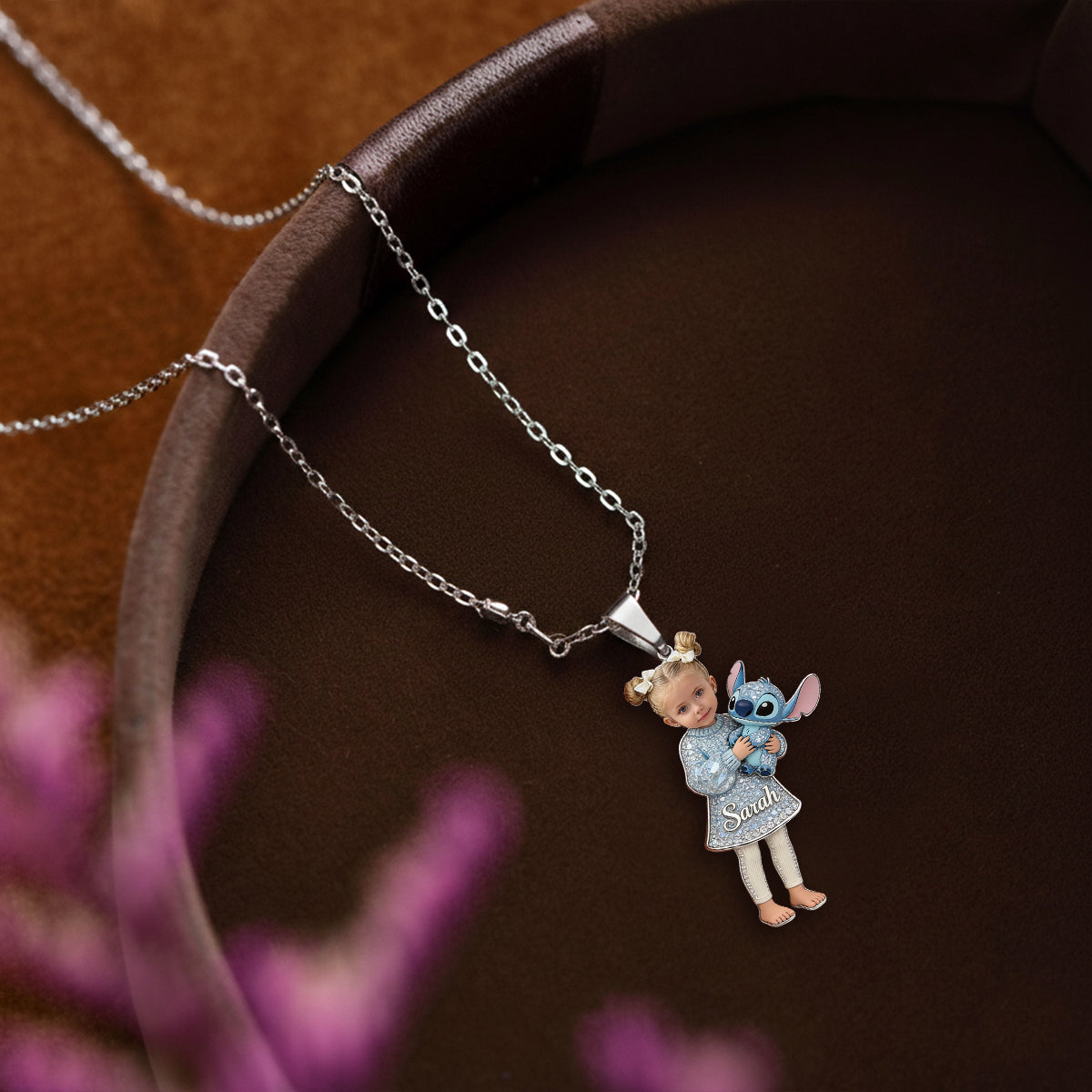 Best Friends - Personalized Ohana Shaped Metal Pendant Necklace