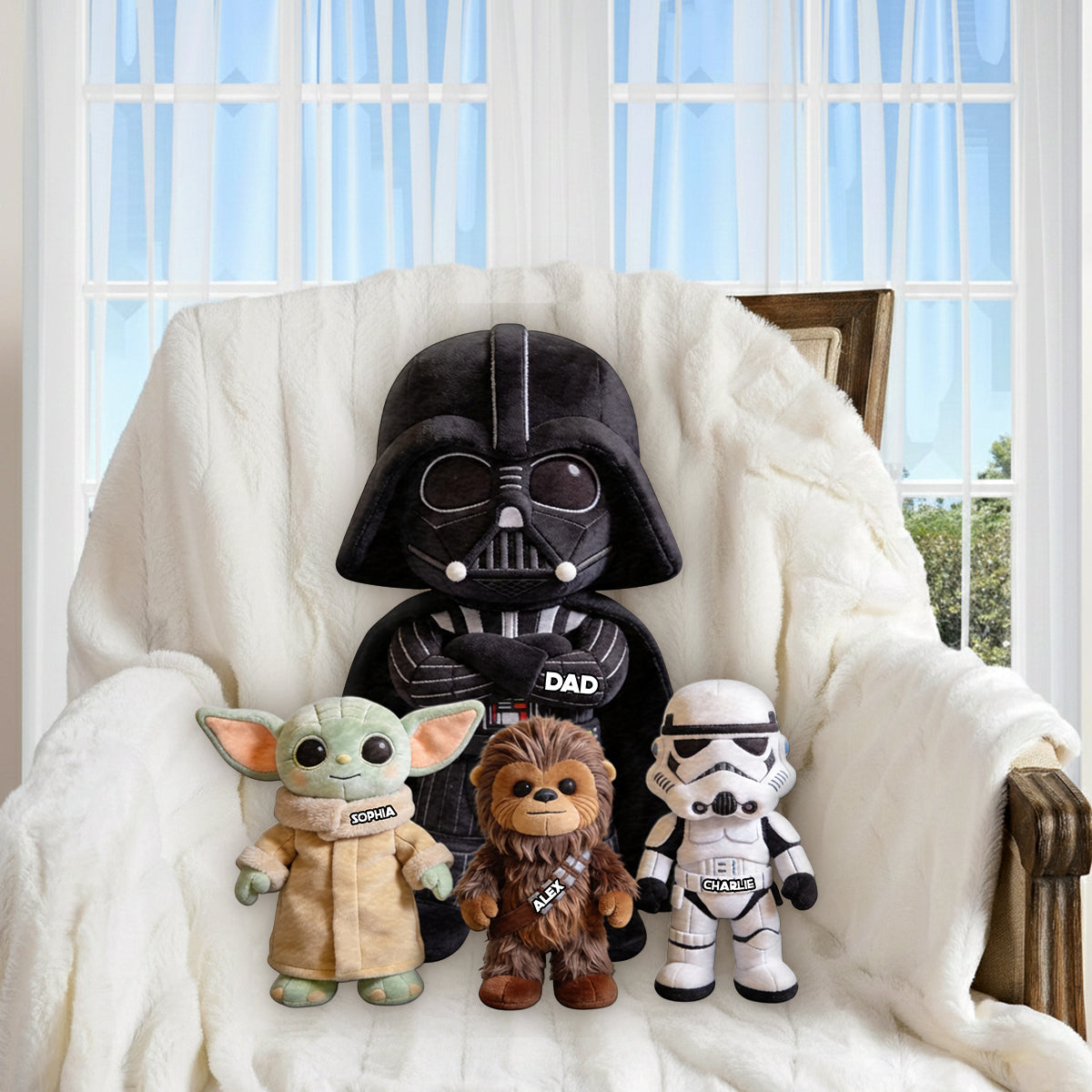The Best Dad/Grandpa In The Galaxy - Personalized The Force Premium Faux Fur Pillow