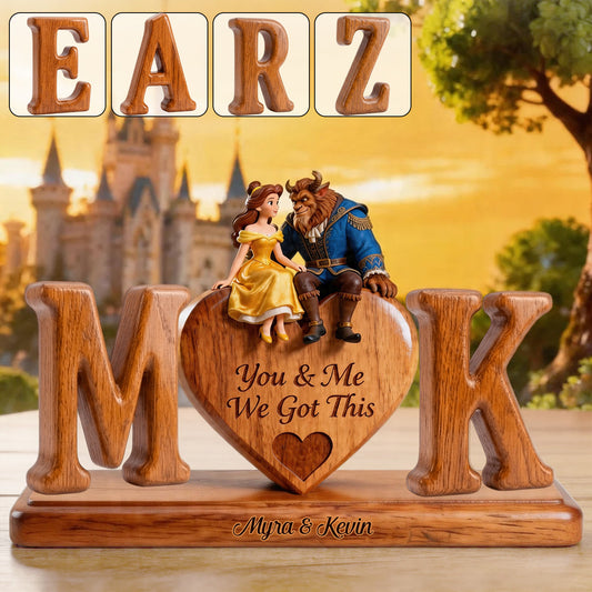 You & Me We Got This - Personalized Beauty And The Beast Custom Shaped Wood Plaque