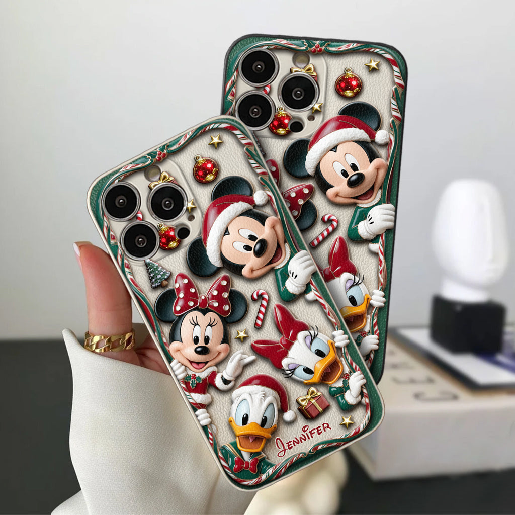 Magical Friends - Personalized Mouse 3D Embossed Leather Phone Case