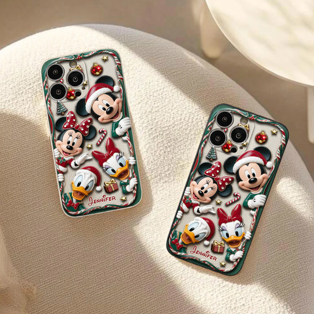 Magical Friends - Personalized Mouse 3D Embossed Leather Phone Case