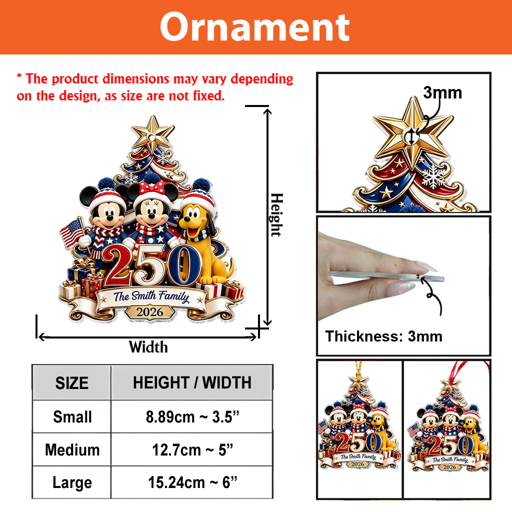 250th Anniversary Christmas - Personalized Mouse Premium 3D Ornament