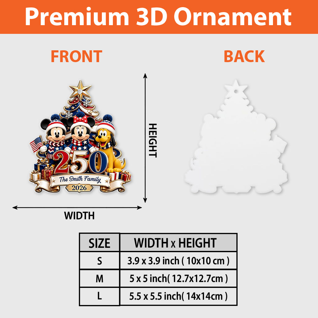 250th Anniversary Christmas - Personalized Mouse Premium 3D Ornament