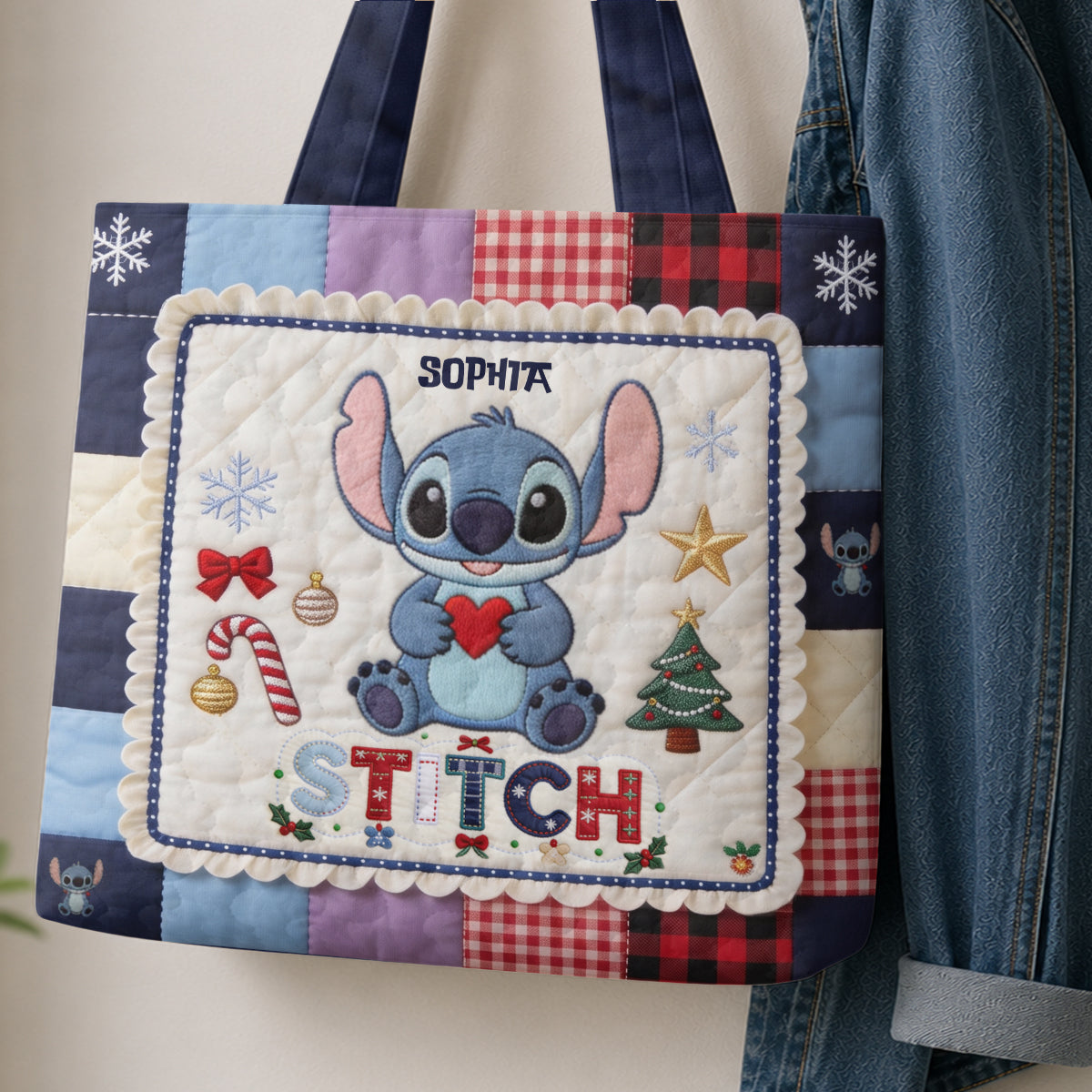 Merry Christmas - Personalized Ohana Quilted Tote Bag