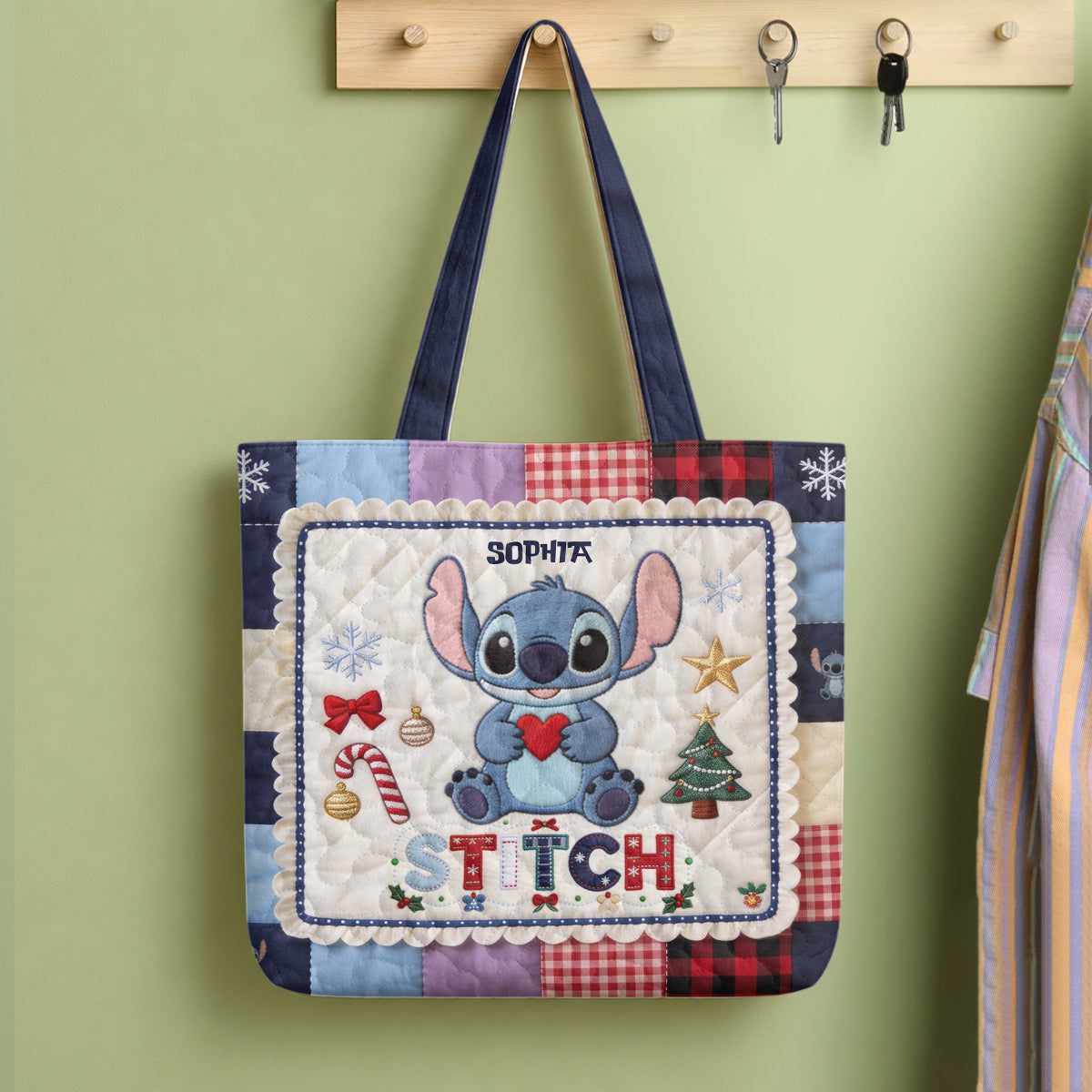 Merry Christmas - Personalized Ohana Quilted Tote Bag