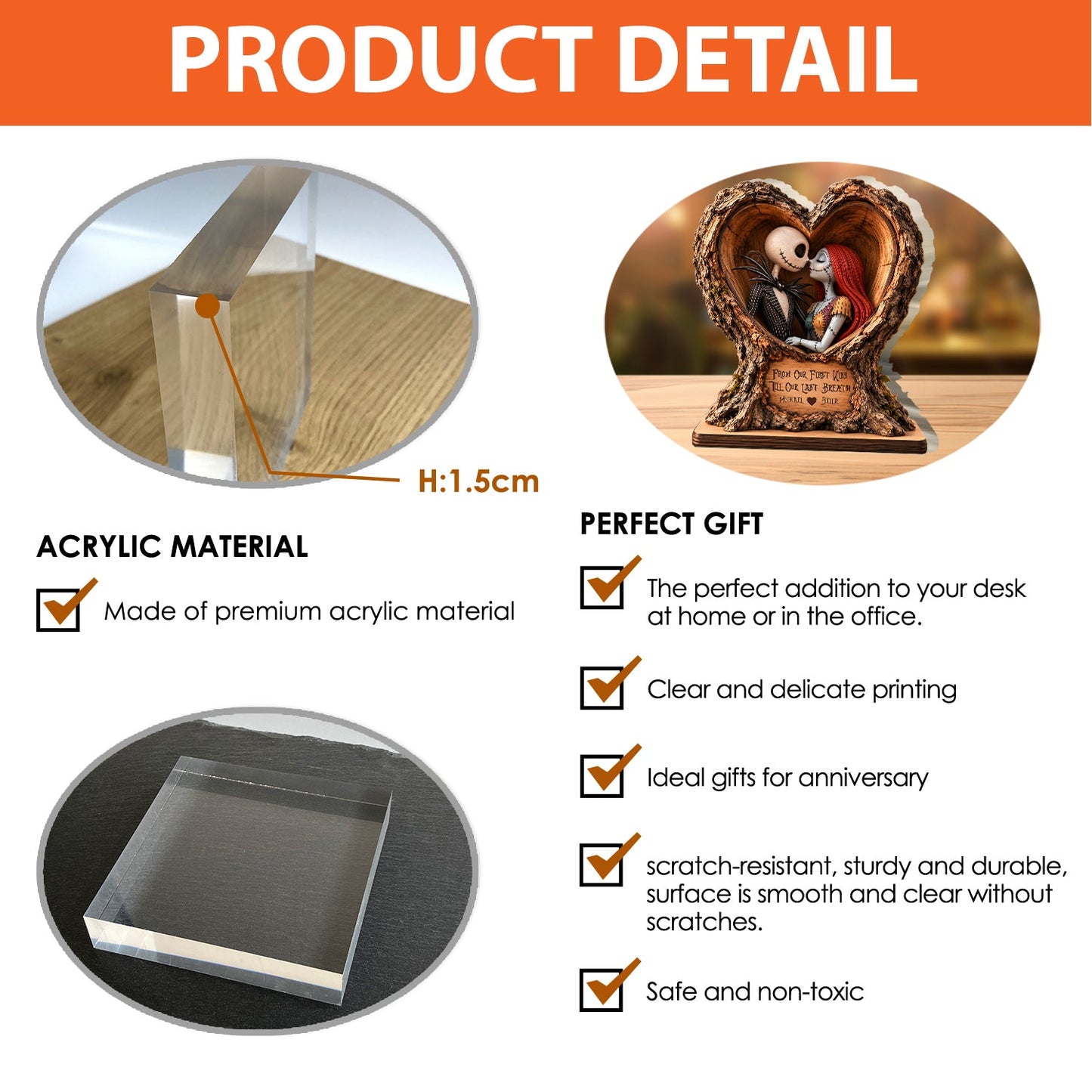 From Our First Kiss Till Our Last Breath - Personalized Nightmare 2-Side Printed Acrylic Plaque