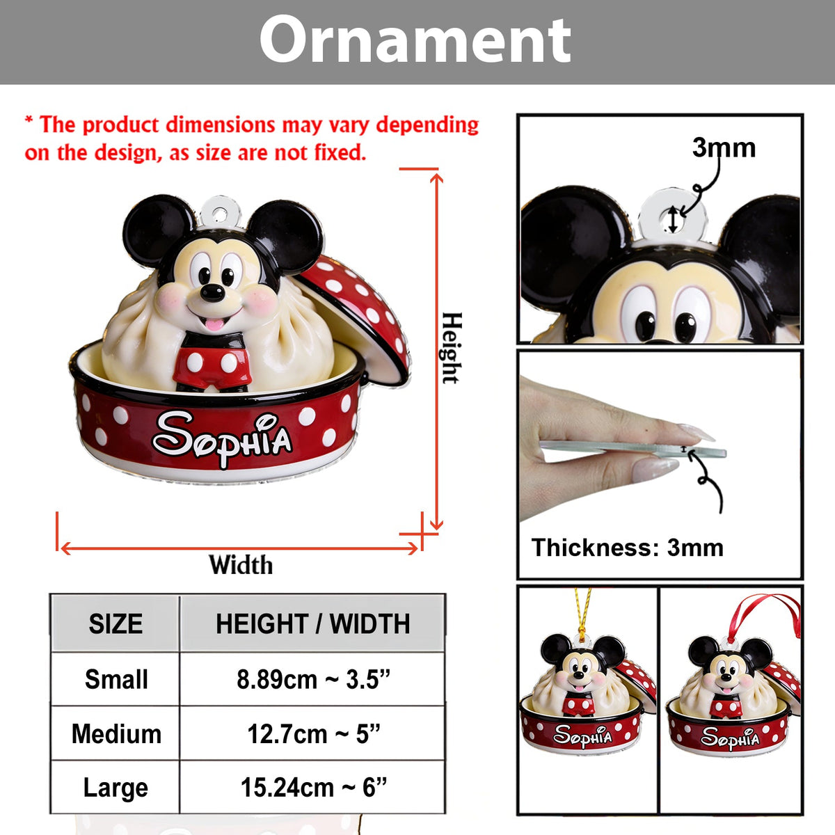 Magic Dumpling - Personalized Mouse Custom Shape Ceramic Ornament