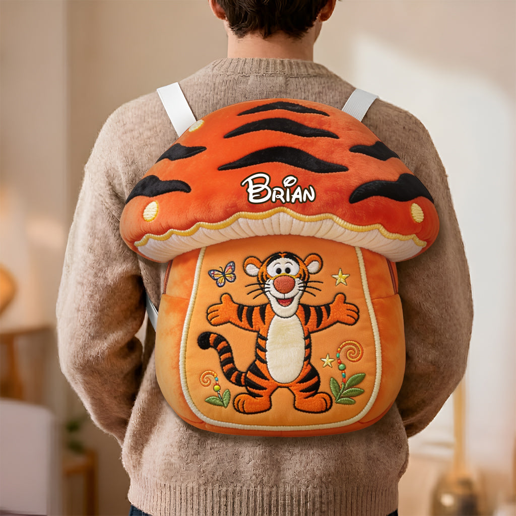 Honey Bear Mushroom - Personalized Yellow Bear Plush Backpack