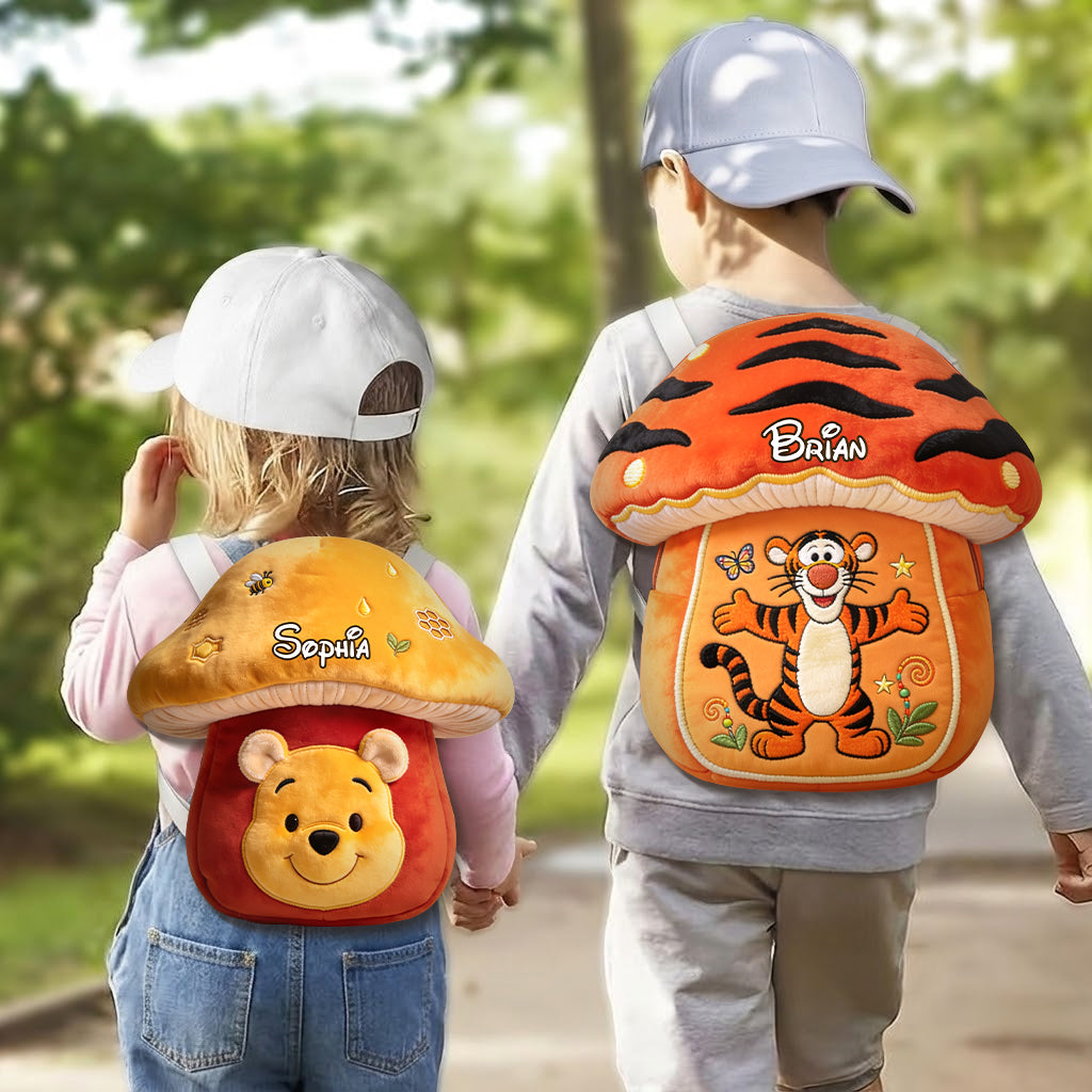 Honey Bear Mushroom - Personalized Yellow Bear Plush Backpack
