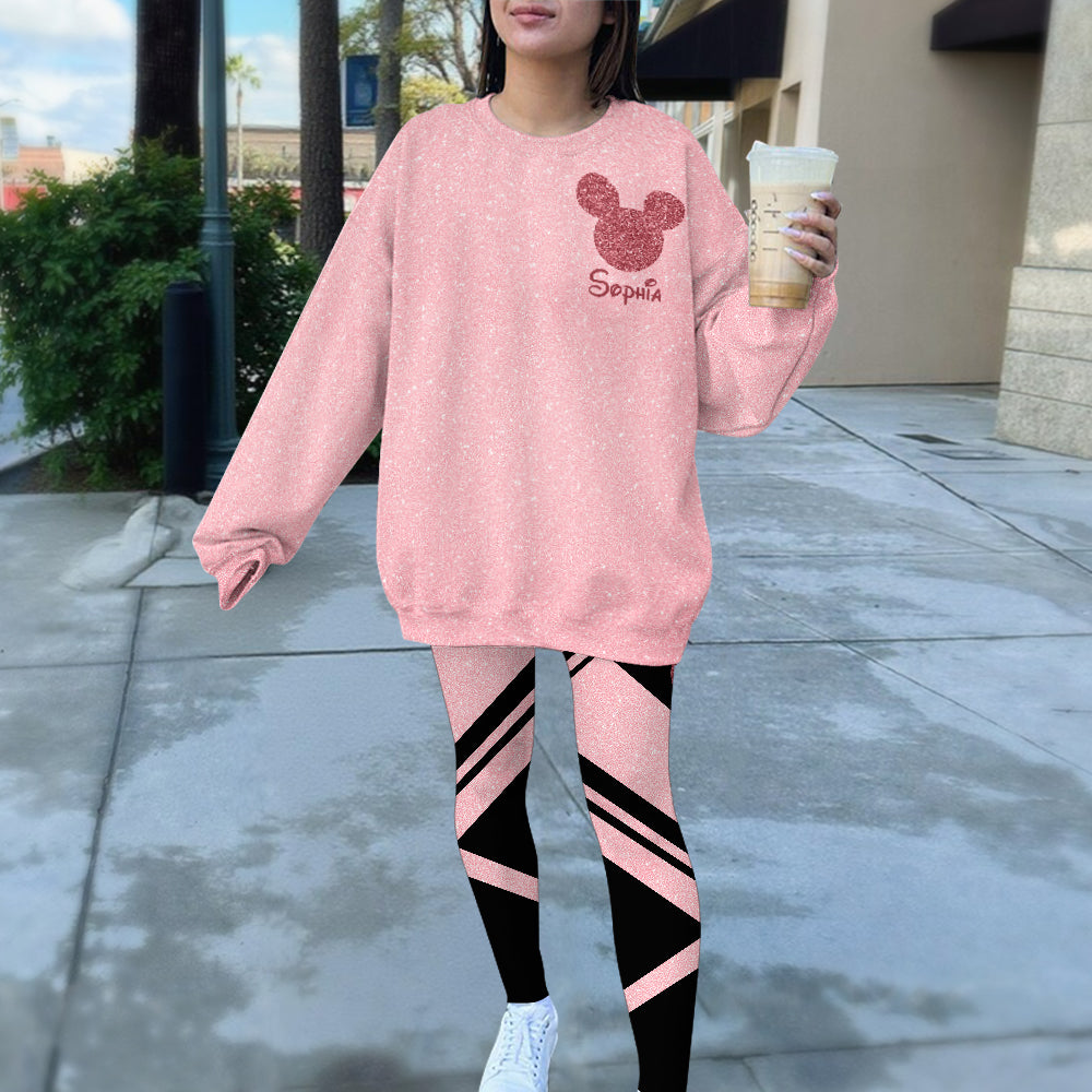 Sparkling Magical Castle - Personalized Mouse All Over Print Crewneck Sweatshirt & Leggings