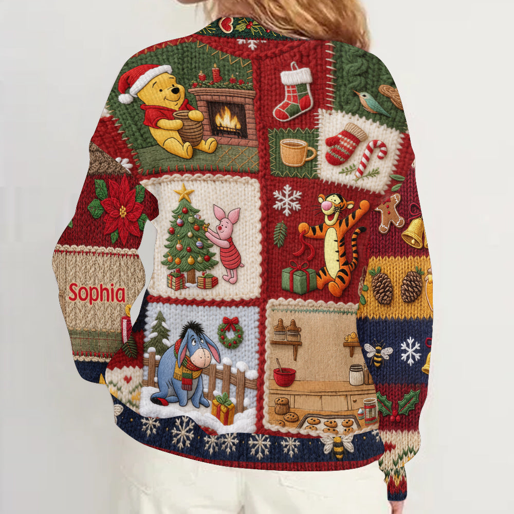 Christmas Time - Personalized Yellow Bear Cardigan Sweater