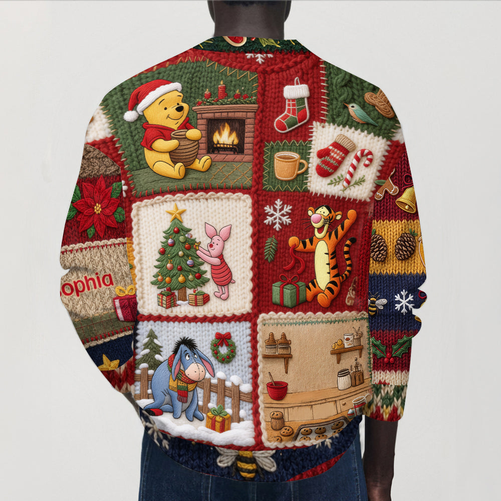 Christmas Time - Personalized Yellow Bear Cardigan Sweater