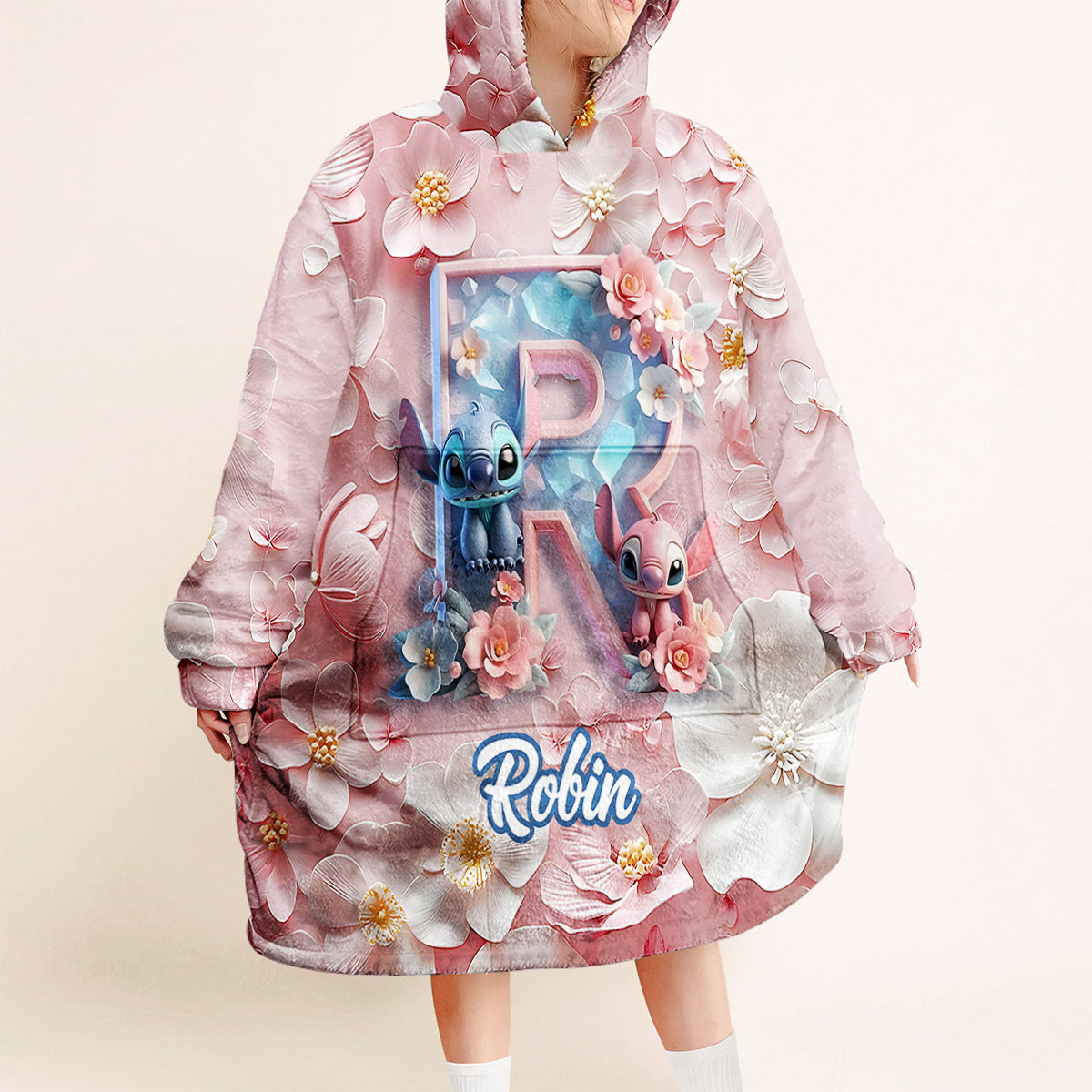 Floral Ohana - Personalized Ohana Blanket Hoodie
