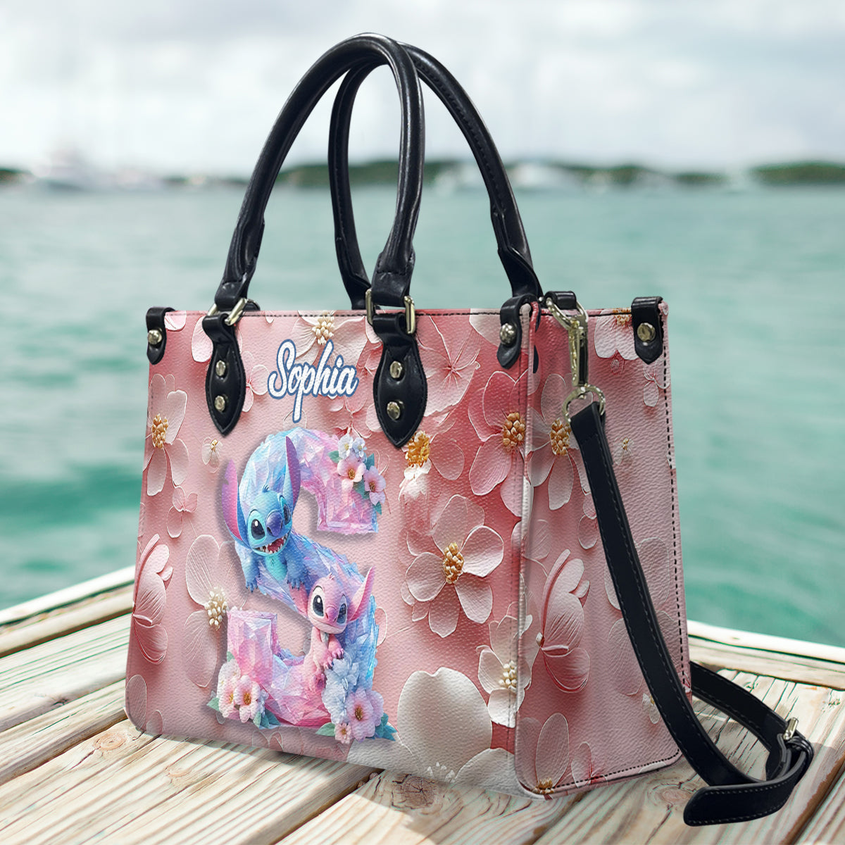 Floral Ohana - Personalized Ohana Leather Handbag