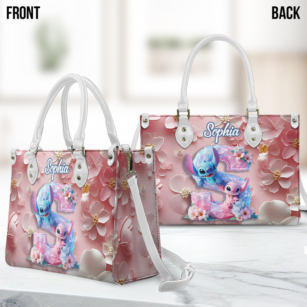 Floral Ohana - Personalized Ohana Leather Handbag