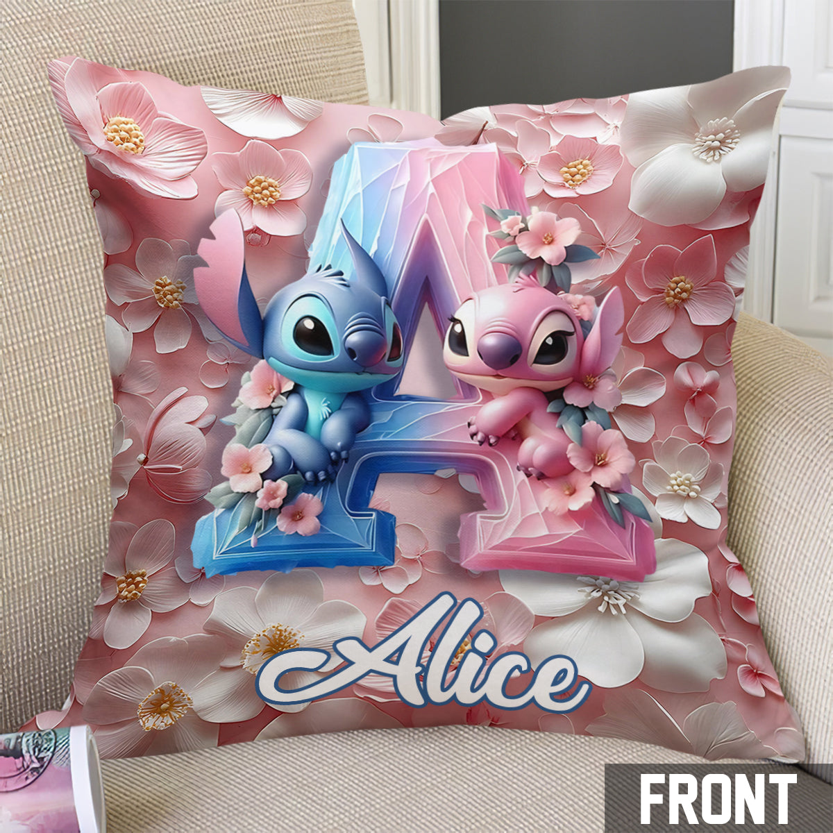 Floral Ohana - Personalized Ohana Throw Pillow