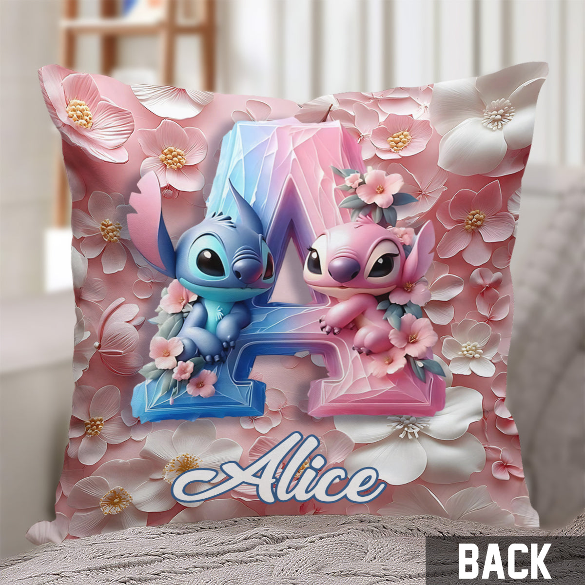 Floral Ohana - Personalized Ohana Throw Pillow
