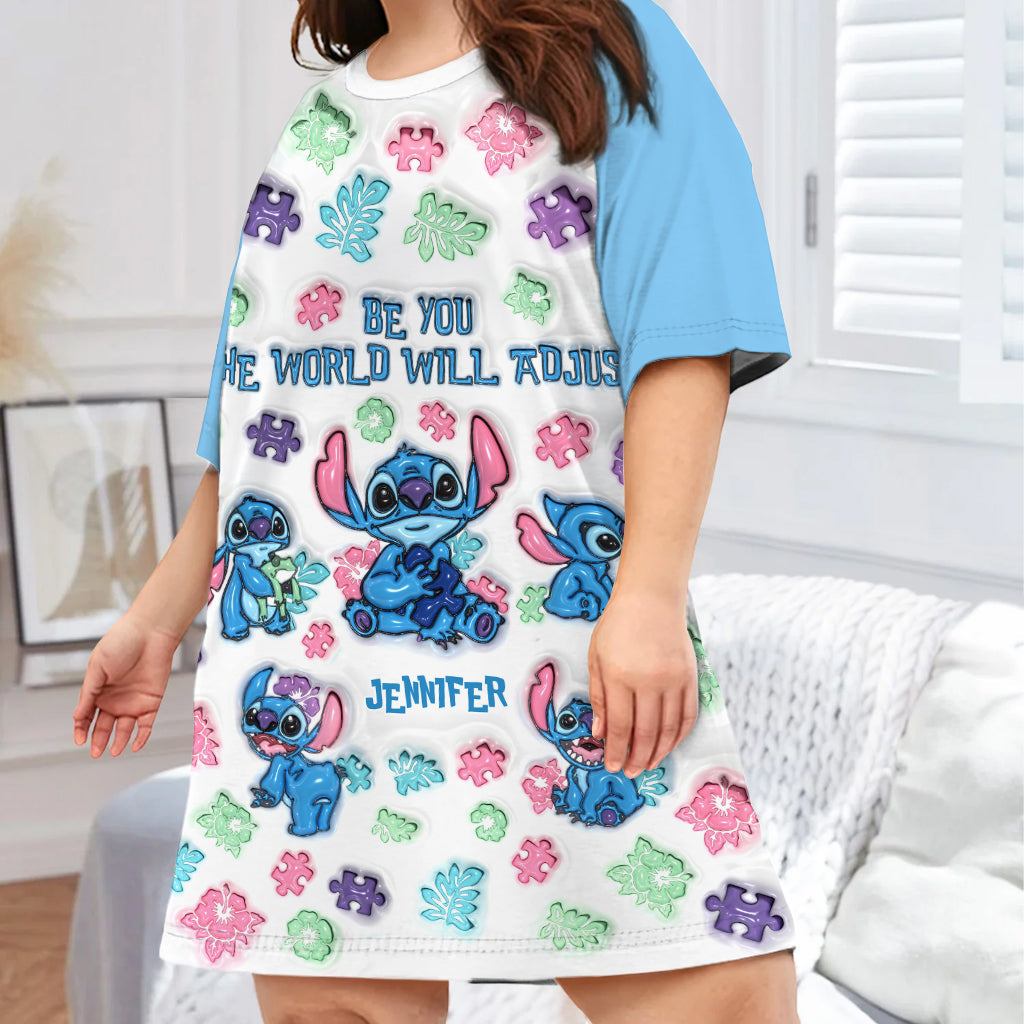 Accept - Personalized Autism Awareness Sleep T-shirt Dress