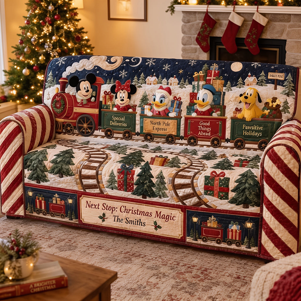 Merry Christmas - Personalized Mouse Quilted Sofa/Couch Cover