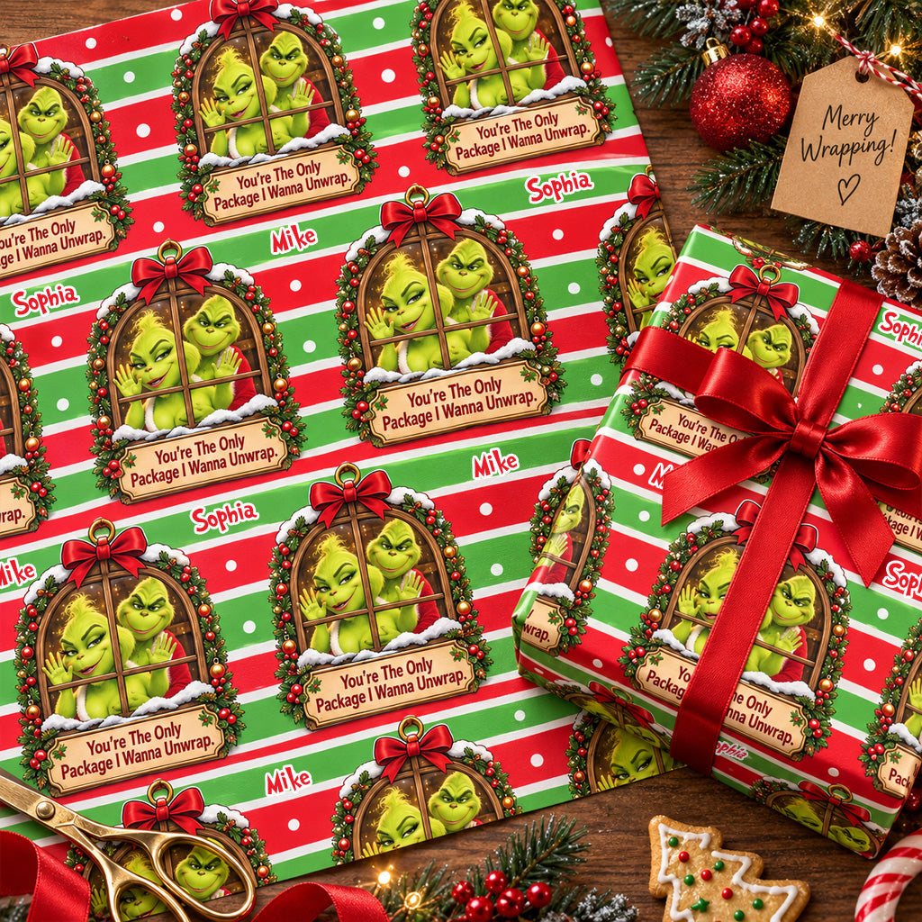 Grinchy Vibes, Christmas Gift - Personalized Stole Christmas Wrapping Papers