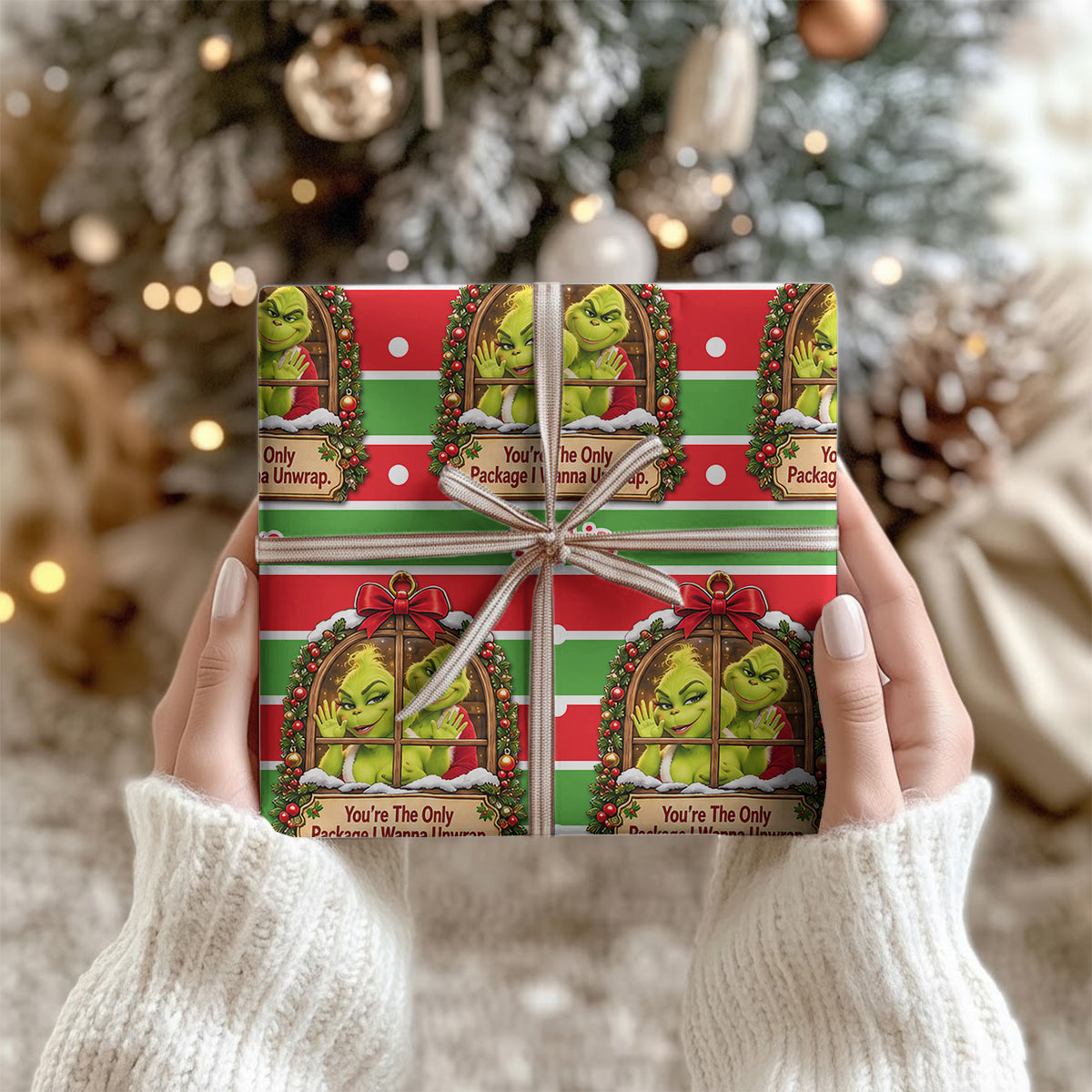 Grinchy Vibes, Christmas Gift - Personalized Stole Christmas Wrapping Papers