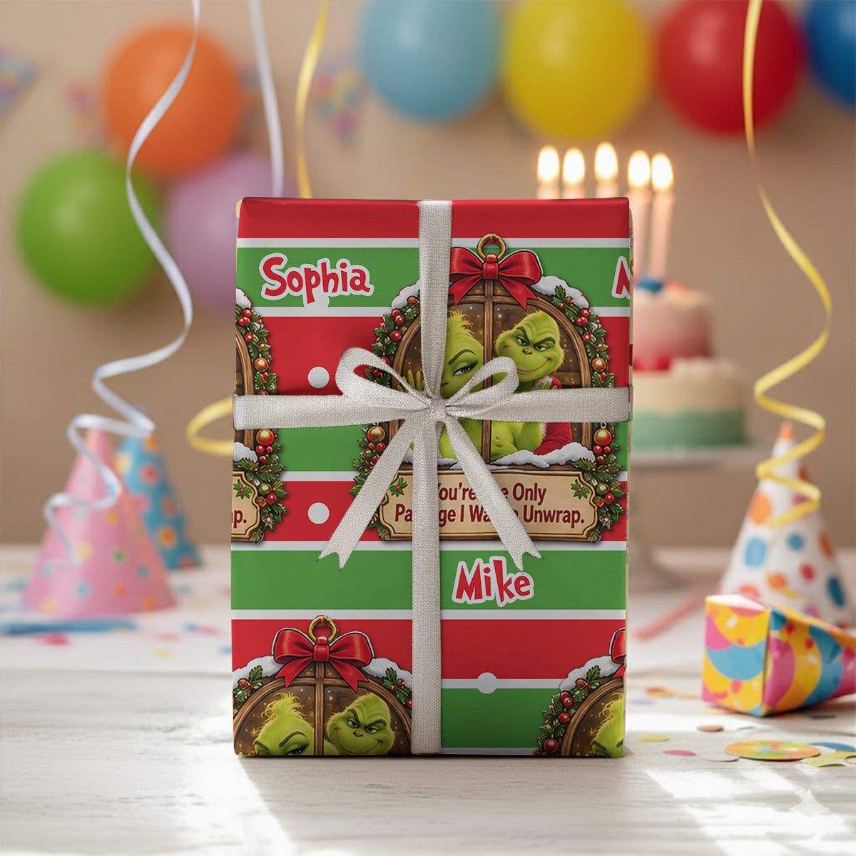 Grinchy Vibes, Christmas Gift - Personalized Stole Christmas Wrapping Papers
