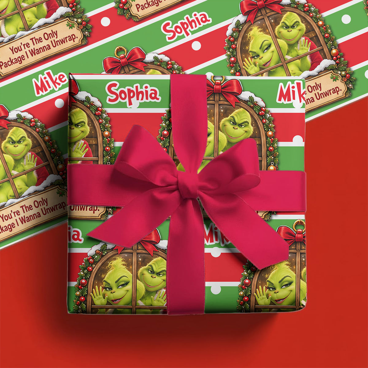 Grinchy Vibes, Christmas Gift - Personalized Stole Christmas Wrapping Papers