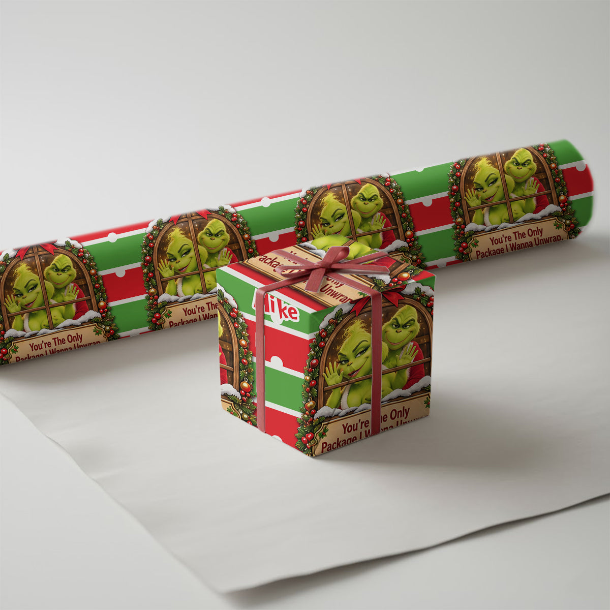 Grinchy Vibes, Christmas Gift - Personalized Stole Christmas Wrapping Papers