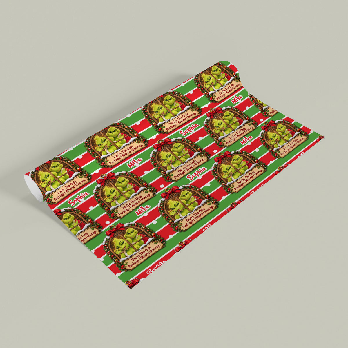 Grinchy Vibes, Christmas Gift - Personalized Stole Christmas Wrapping Papers