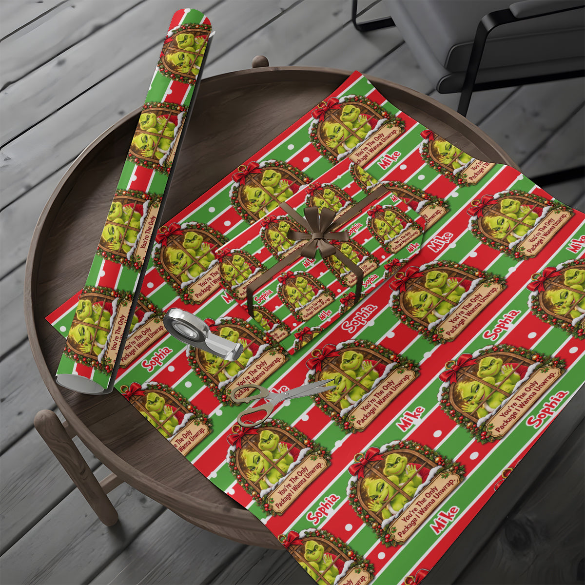 Grinchy Vibes, Christmas Gift - Personalized Stole Christmas Wrapping Papers