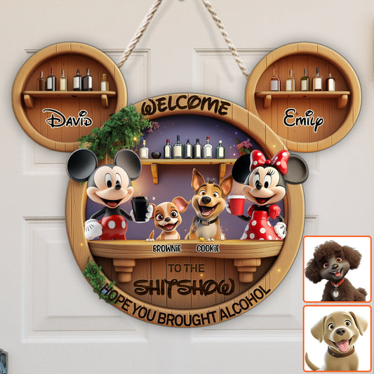 Welcome To Our Shitshow - Personalized Mouse Custom Shaped Wood Sign