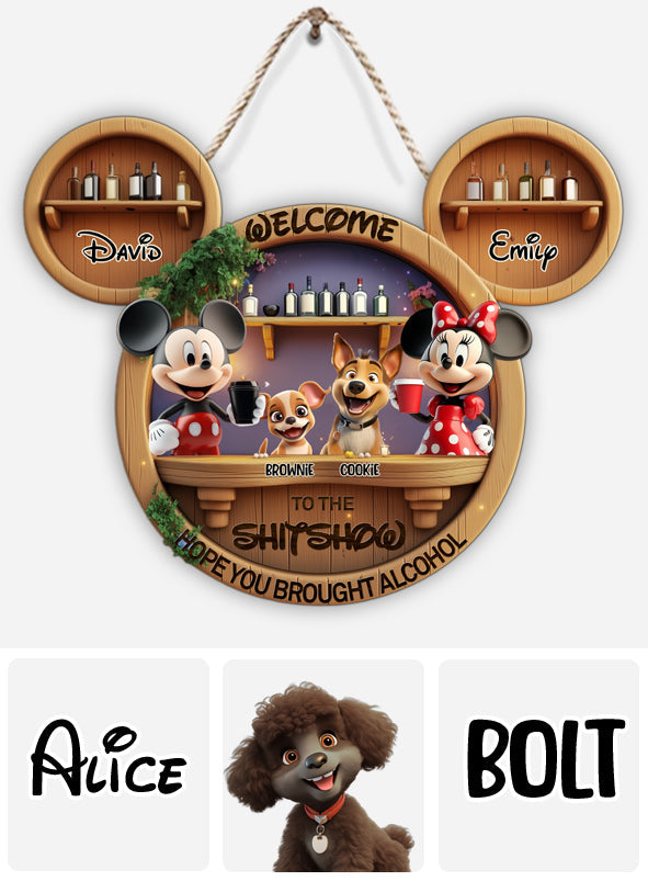 Welcome To Our Shitshow - Personalized Mouse Custom Shaped Wood Sign