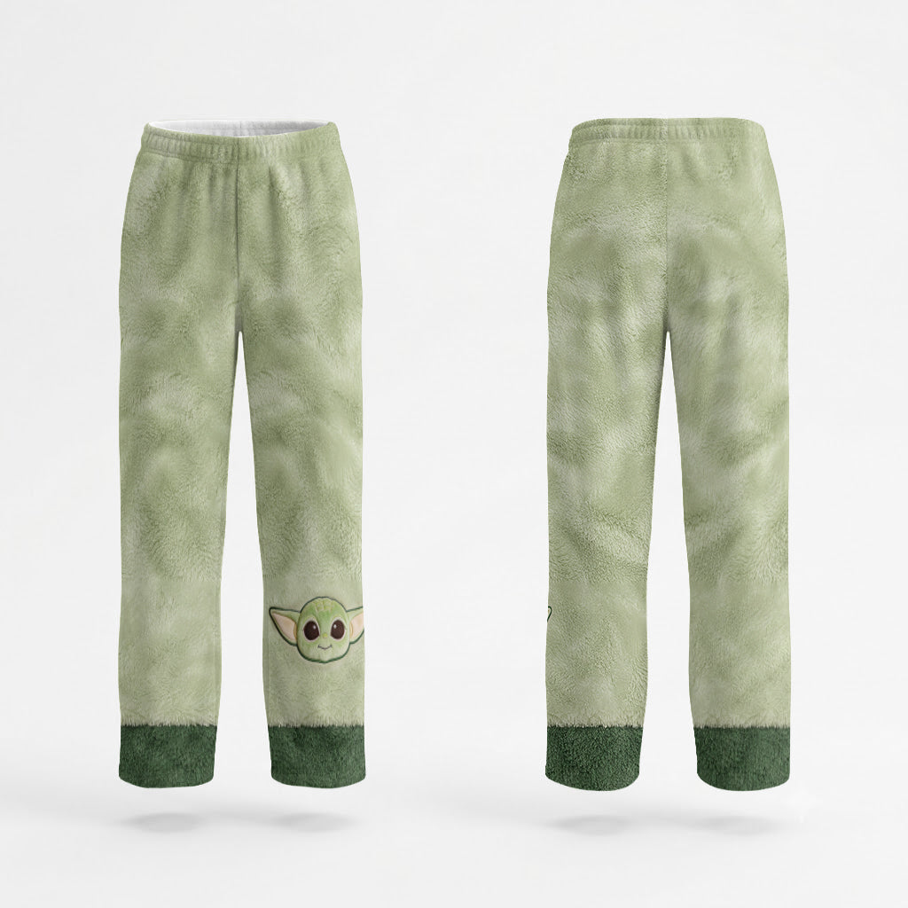 Cute Green Galaxy Character - Personalized The Force Fleece Lounge Set