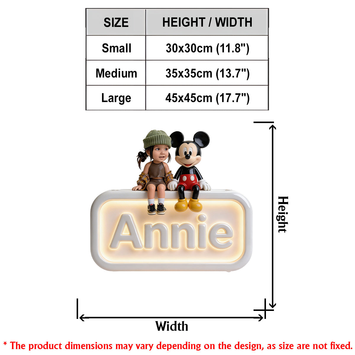 GlowName Kids - Personalized Mouse LED Light Acrylic Sign
