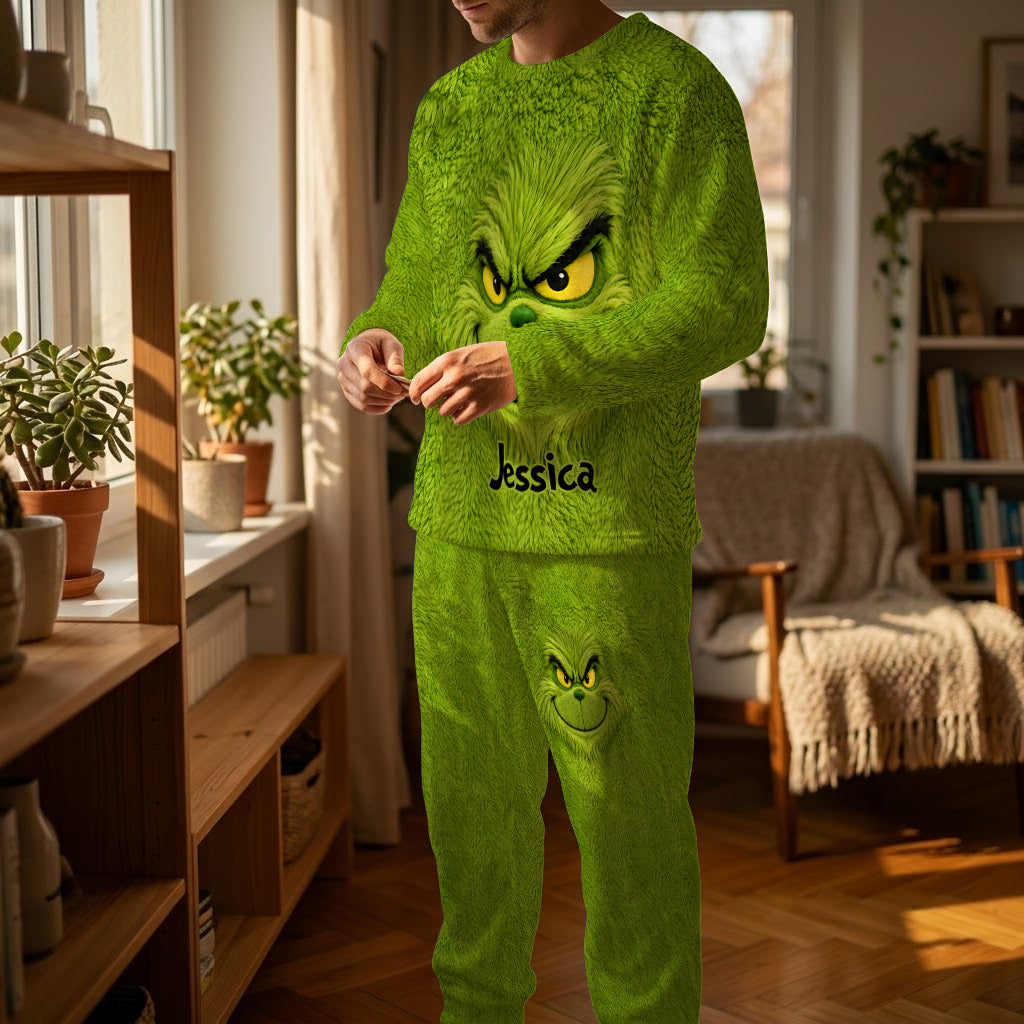 Merry Grinchmas - Personalized Stole Christmas Fleece Lounge Set