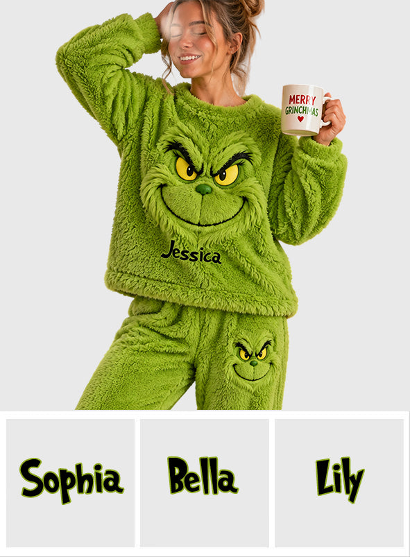 Merry Grinchmas - Personalized Stole Christmas Fleece Lounge Set